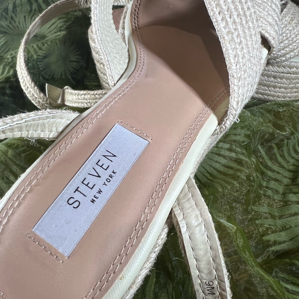Steven New York Ramey Espadrille Raffia Platform Wedge Sandals Size 9 - Picture 5 of 15